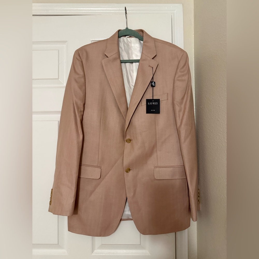 Lauren Ralph Lauren Sport Coat Mens Pink Linen Ultraflex Classic Fit Blazer